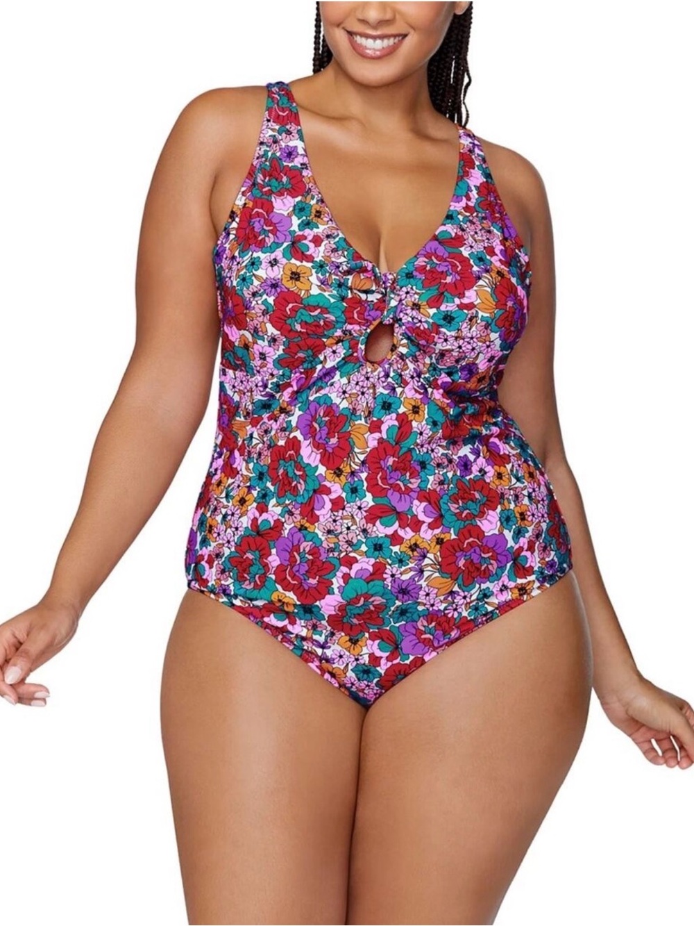 RAISINS CURVE TRENDY PLUS SIZE MUNA FLORAL ONE-PIECE SWIMSUIT Size 16W Brand New